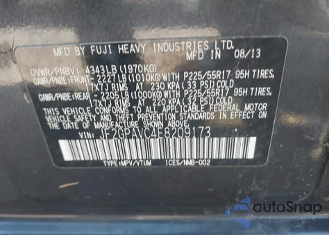 2014 Subaru Xv Crosstrek 2.0I Premium из США, поврежденный, VIN JF2GPAVC4E8209173